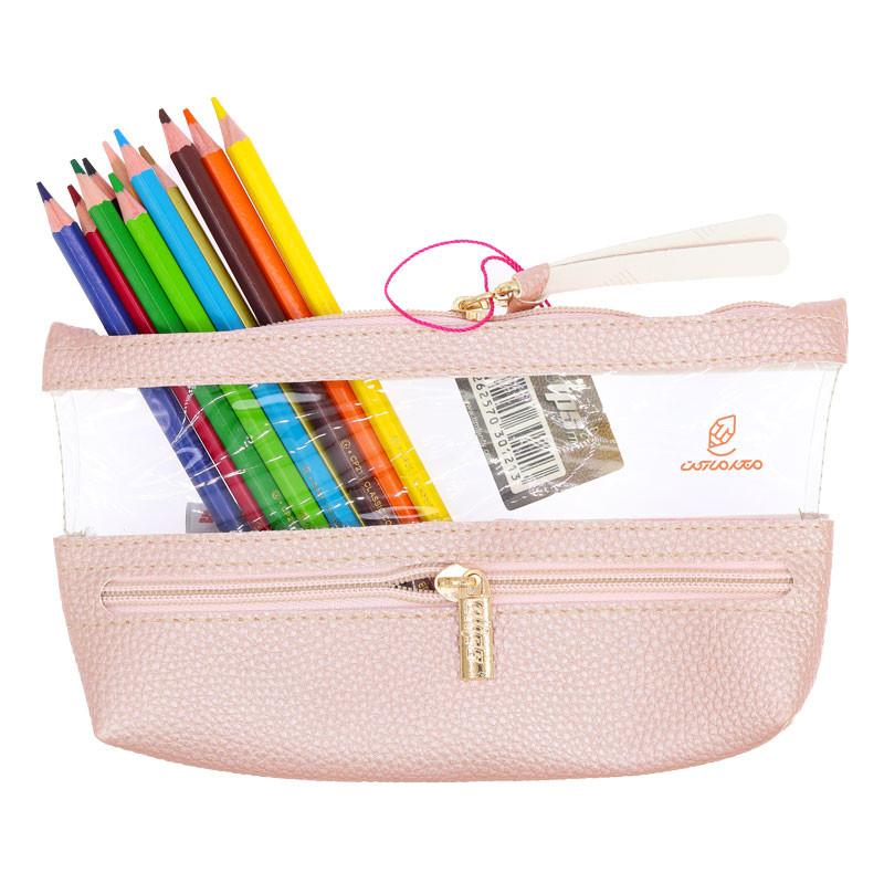 جامدادی سه زیپ 1213 صورتی چرم کلیپس CLIPS (1)