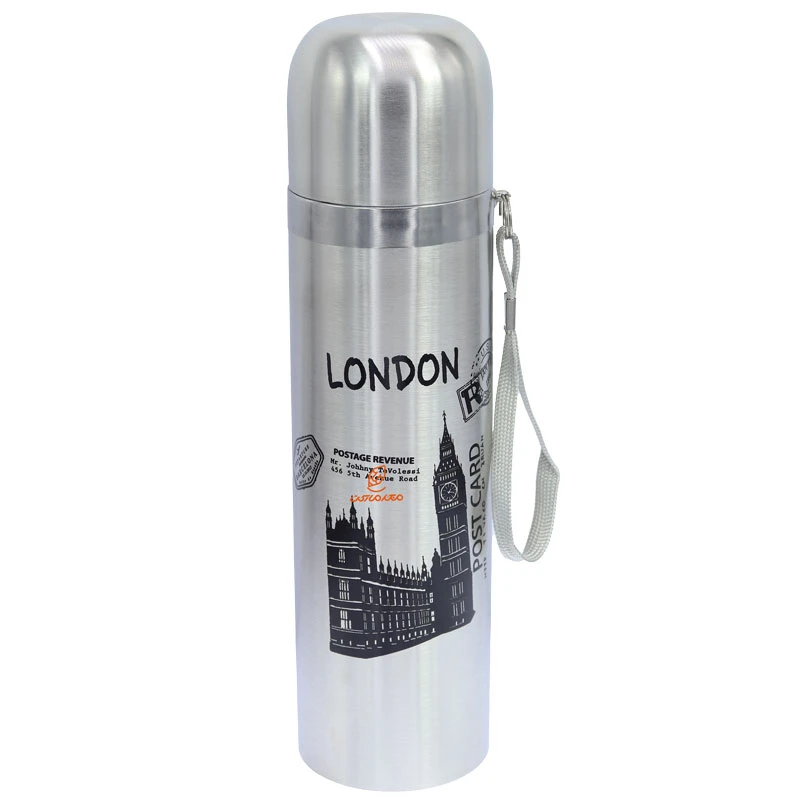 فلاسک 500 میل بند دار نقره ای طرح کاخ STAINLESS (2)