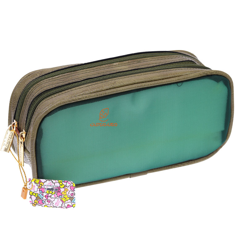 جامدادی توری و چرمی 222 سبز تیره کلیپس CLIPS (2)