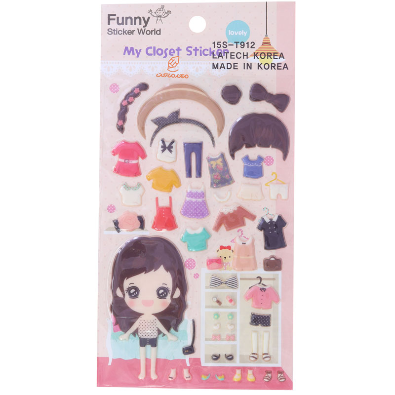 برچسب (استیکر) فانتزی کد 15S-T912 طرح لباس دخترانه FUNNY