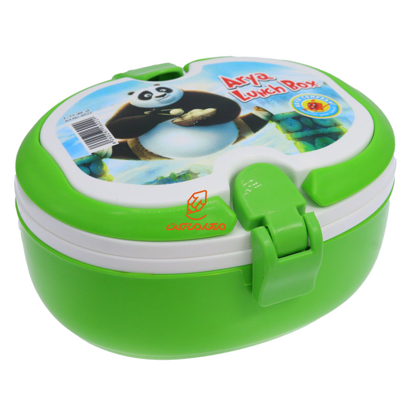 ظرف غذا 2 طبقه سبز 6022 طرح پاندای کونگ فو کار آریا (2)