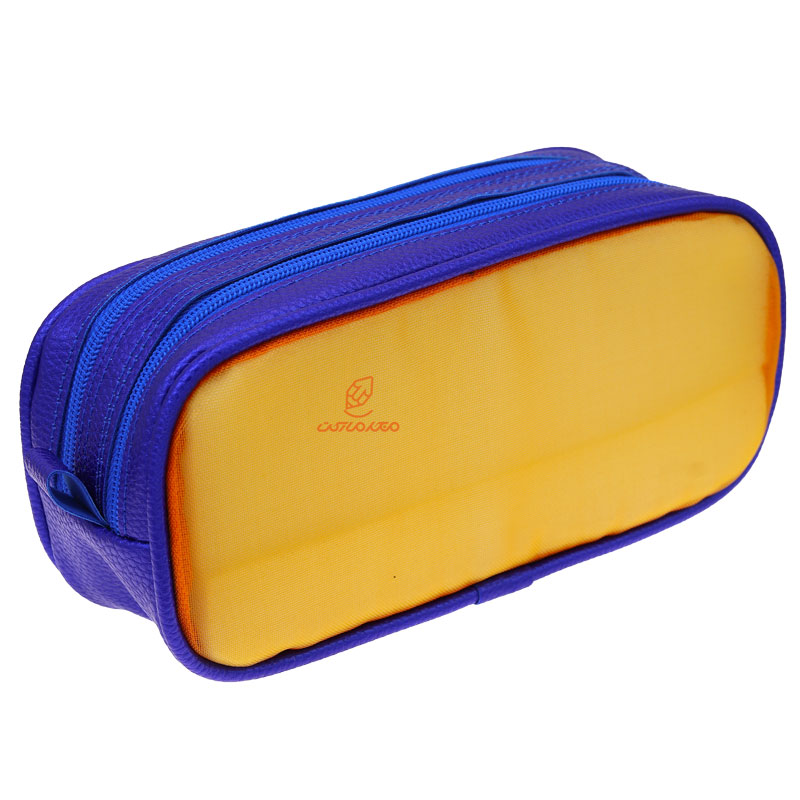 جامدادی توری و چرمی 222 نارنجی آبی کلیپس CLIPS (3)