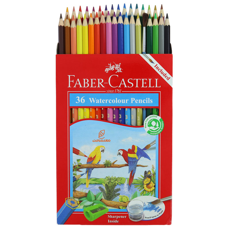 مداد آبرنگی 36 رنگ جعبه مقوایی طرح طوطی فابرکاستل FABERCASTELL (4)