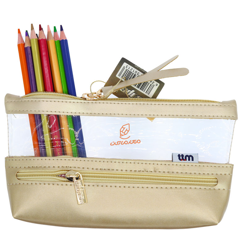 جامدادی سه زیپ 1213 کرمی متالیک کلیپس CLIPS (2)