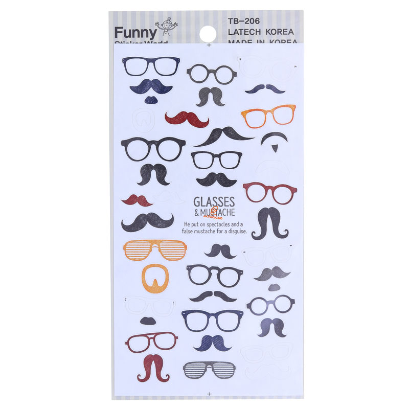 برچسب (استیکر) فانتزی کد TB-206 طرح عینک و سیبیل FUNNY