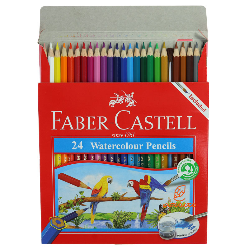 مداد آبرنگی 24 رنگ جعبه مقوایی طرح طوطی فابرکاستل FABERCASTELL (4)
