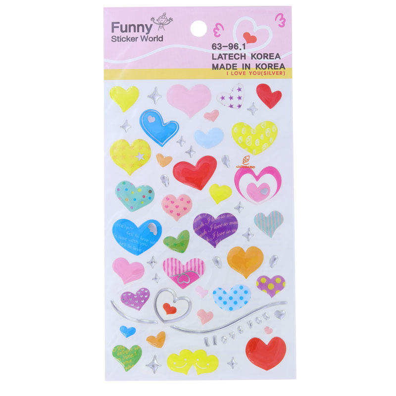 برچسب (استیکر) فانتزی کد 961-63 طرح قلب های رنگی FUNNY