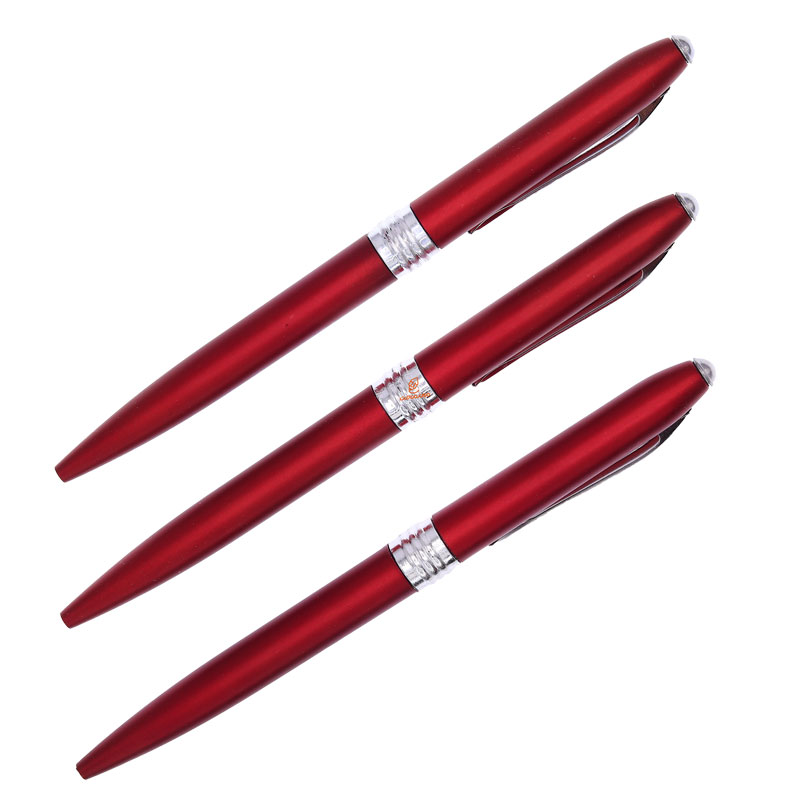 خودکار آبی تبلیغاتی کمرپیچ بدنه قرمز بسته 50 عددی کینگ پن