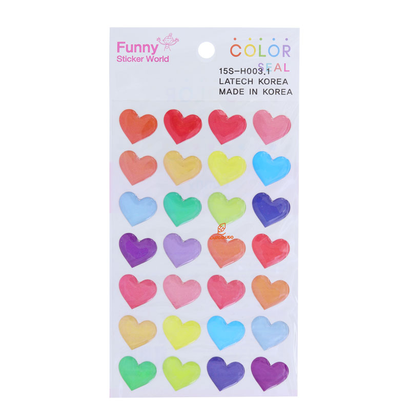برچسب (استیکر) فانتزی کد 15S-H0031 طرح قلب های رنگی FUNNY