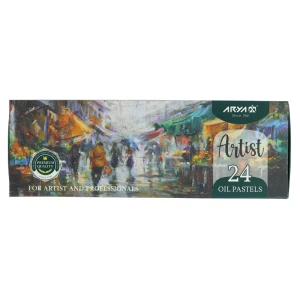 پاستل روغنی 24 رنگ 2602 جعبه مقوایی طرح بازار آرتیست آریا ARYA