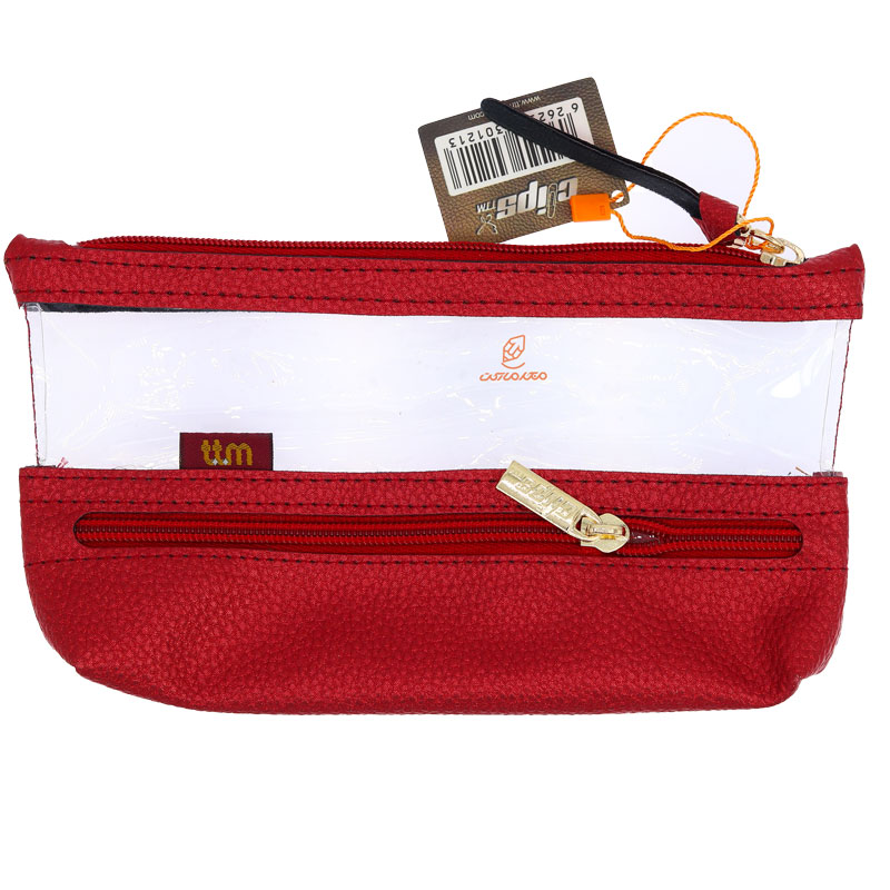 جامدادی سه زیپ 1213 زرشکی چرم کلیپس CLIPS (3)