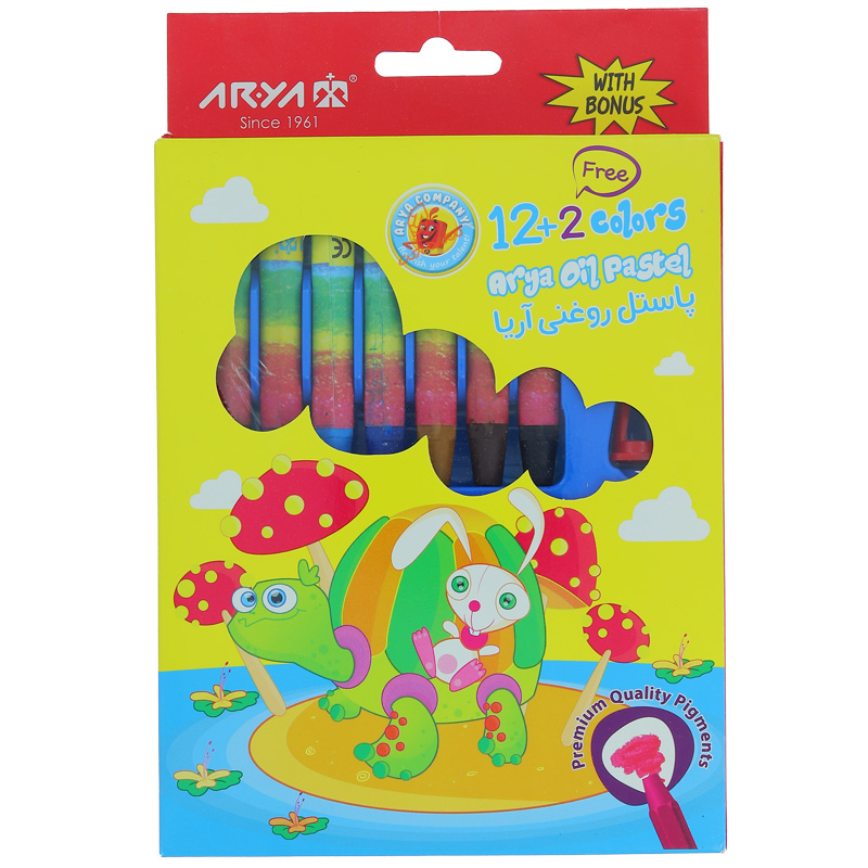 پاستل روغنی 2+12 رنگ 2027 مقوایی آریا ARYA (6)