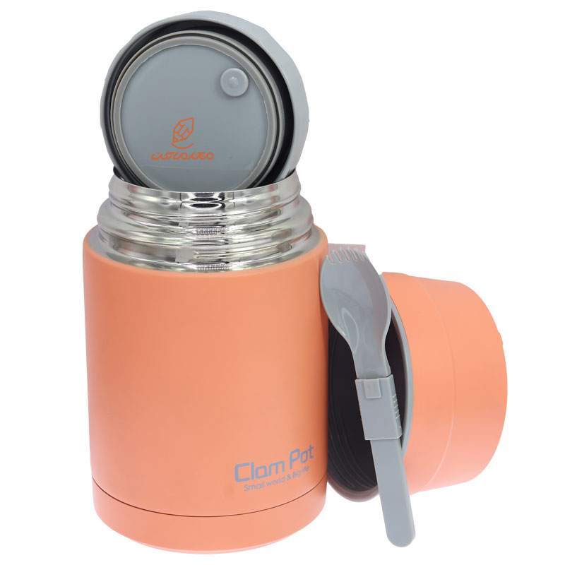 ظرف غذا 1000 میل فلاسکی استیل نارنجی SUS304 (1)