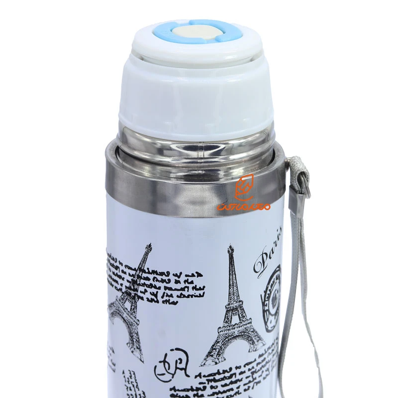 فلاسک 500 میل بند دار سفید طرح ایفل STAINLESS (4)