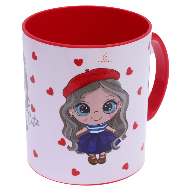 لیوان فانتزی دسته دار 8866 طرح دختر چشم آبی لیدر LEADER