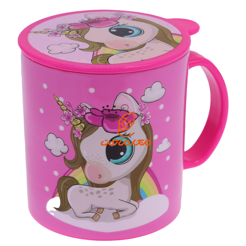 لیوان فانتزی در دار 8865 طرح یونی کورن چشم آبی لیدر LEADER