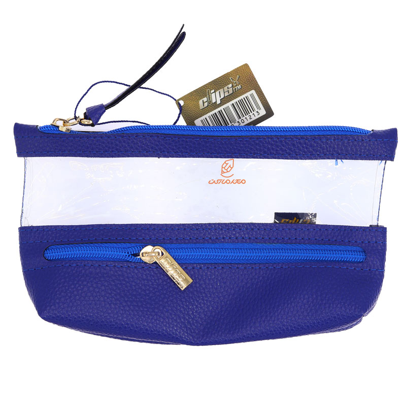 جامدادی سه زیپ 1213 سرمه ای چرم کلیپس CLIPS (2)