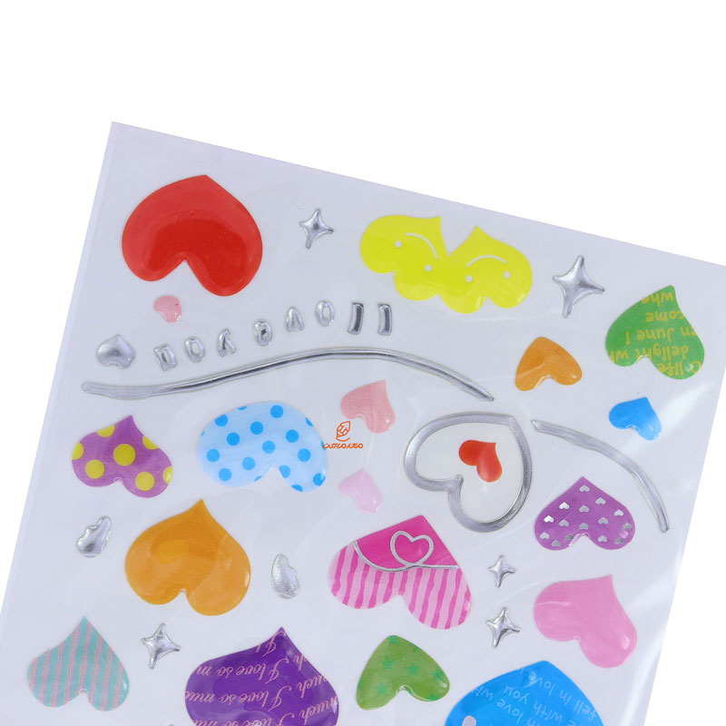 برچسب فانتزی کد 961-63 طرح قلب های رنگی FUNNY (1)