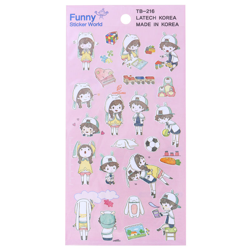 برچسب (استیکر) فانتزی کد TB-216 طرح دختر و پسر فوتبالی FUNNY