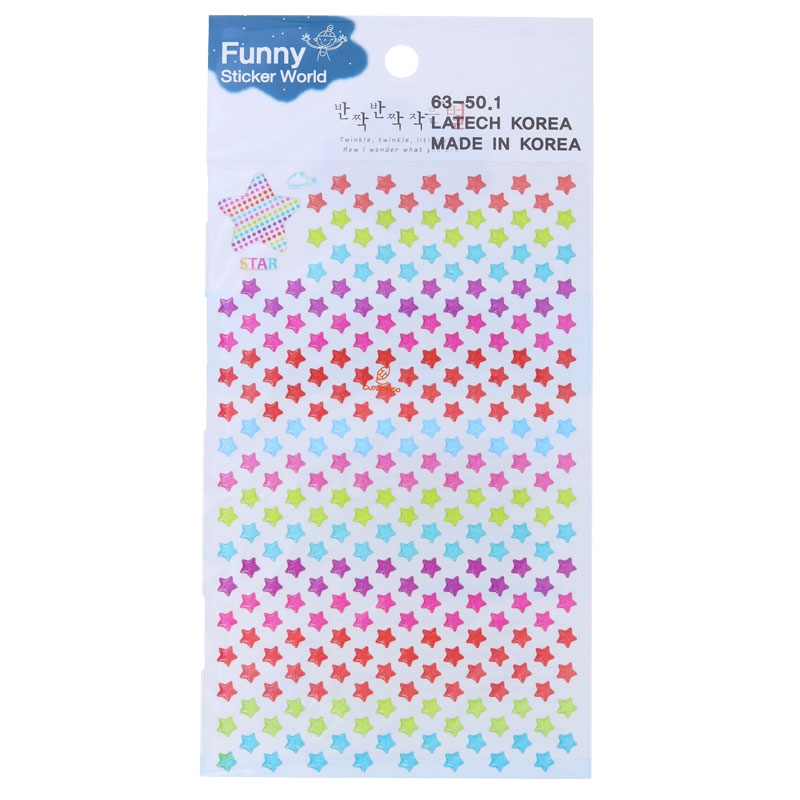 برچسب (استیکر) فانتزی کد 50-63 طرح ستاره های رنگی FUNNY