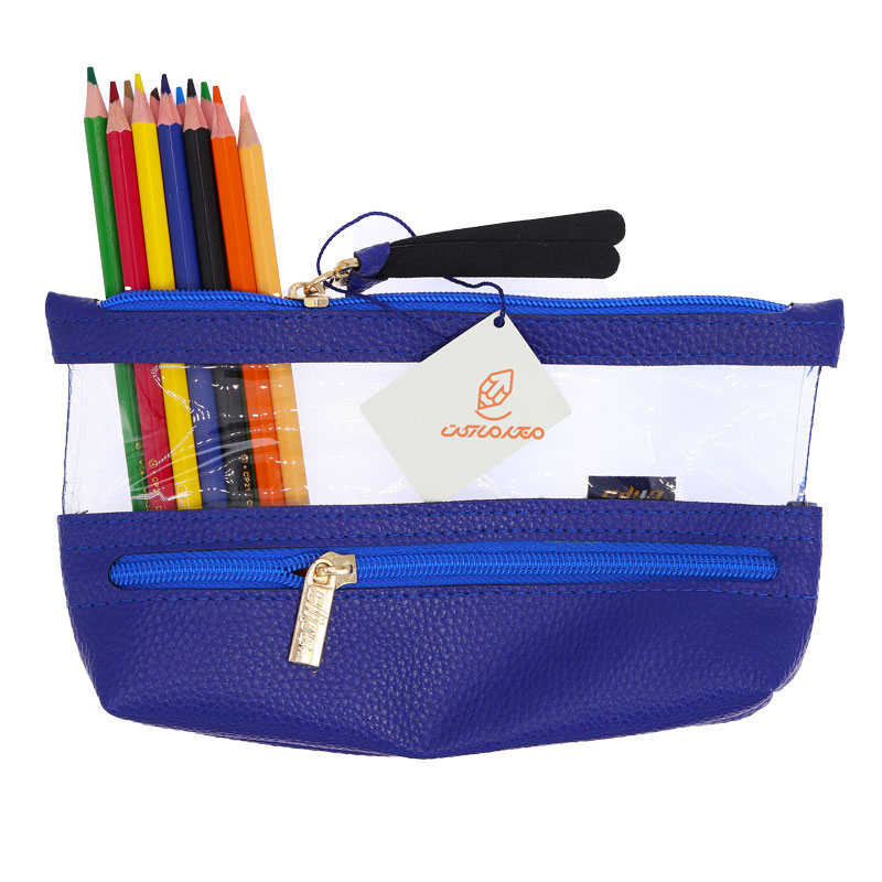 جامدادی سه زیپ 1213 سرمه ای چرم کلیپس CLIPS (1)