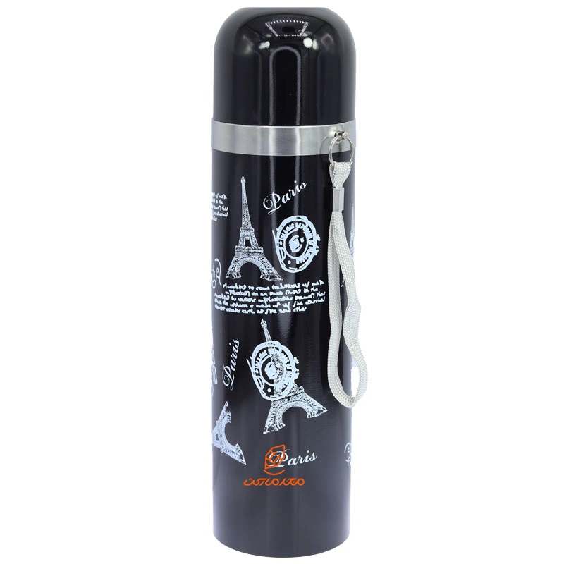 فلاسک 500 میل بند دار مشکی طرح ایفل STAINLESS (3)