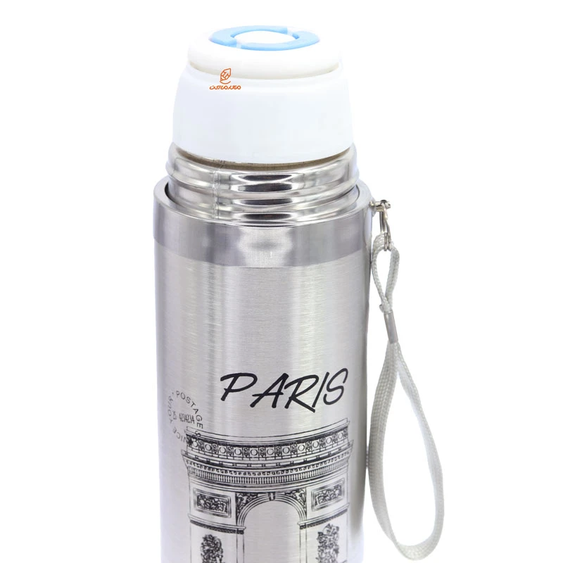 فلاسک 500 میل بند دار نقره ای طرح پاریس STAINLESS (4)