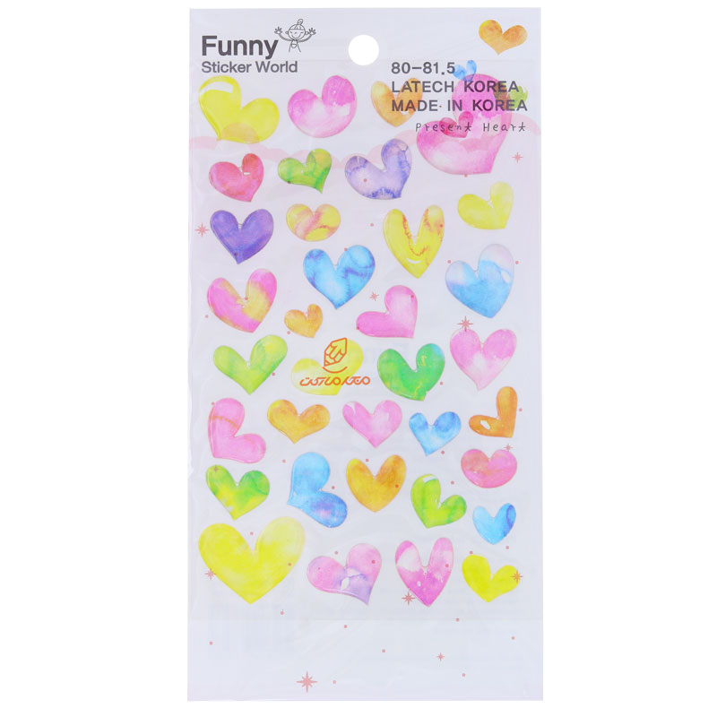 برچسب (استیکر) فانتزی کد 815-80 طرح قلب های رنگی FUNNY