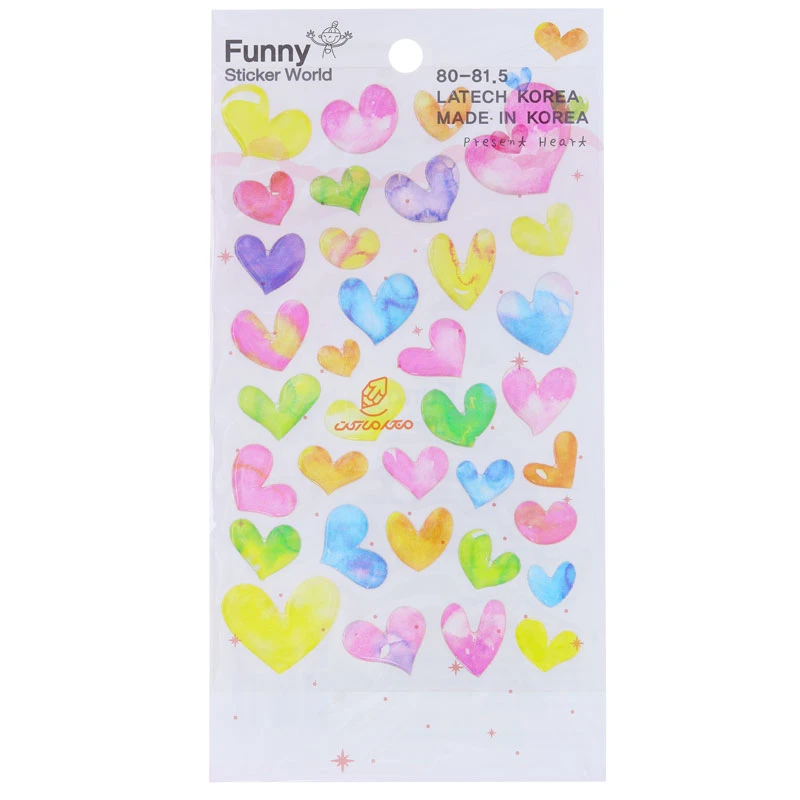 برچسب (استیکر) فانتزی کد 815-80 طرح قلب های رنگی FUNNY (2)