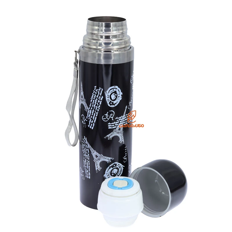فلاسک 500 میل بند دار مشکی طرح ایفل STAINLESS (1)
