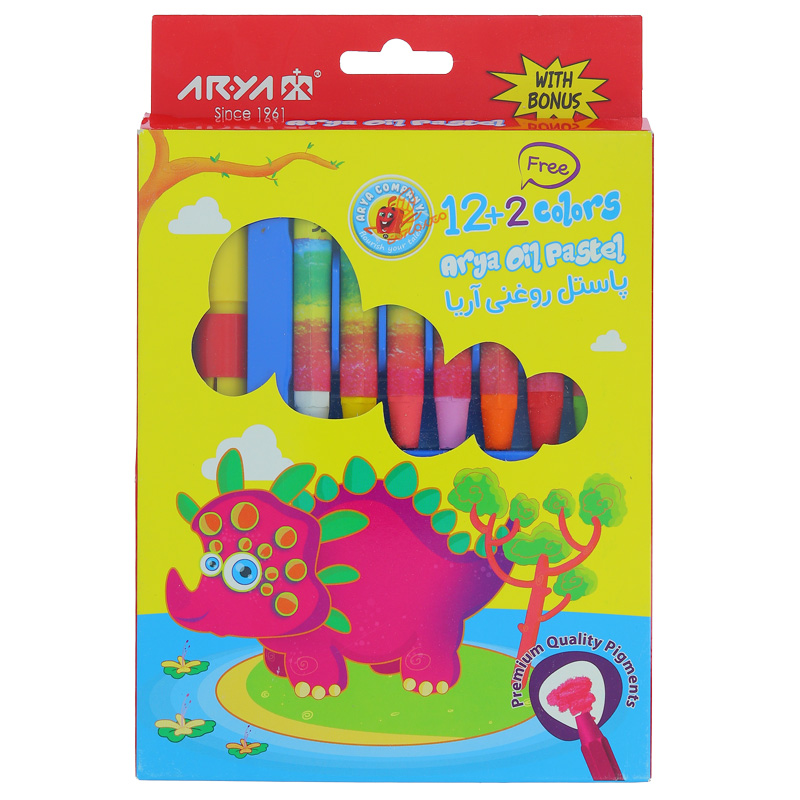 پاستل روغنی 2+12 رنگ 2027 مقوایی آریا ARYA (7)