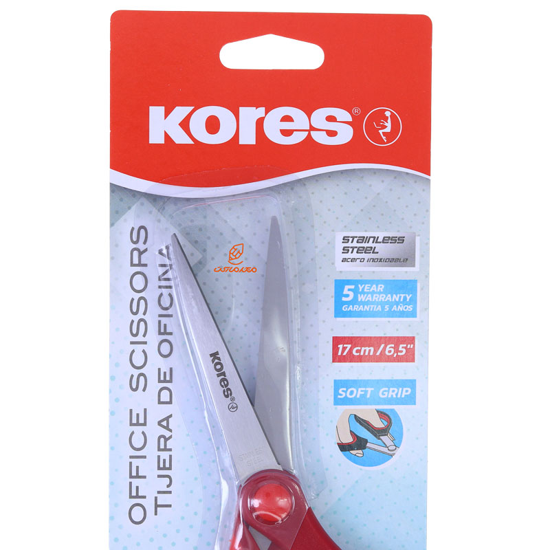 قیچی اداری 17 سانت قرمز مدل 35217 کورس KORES (1)