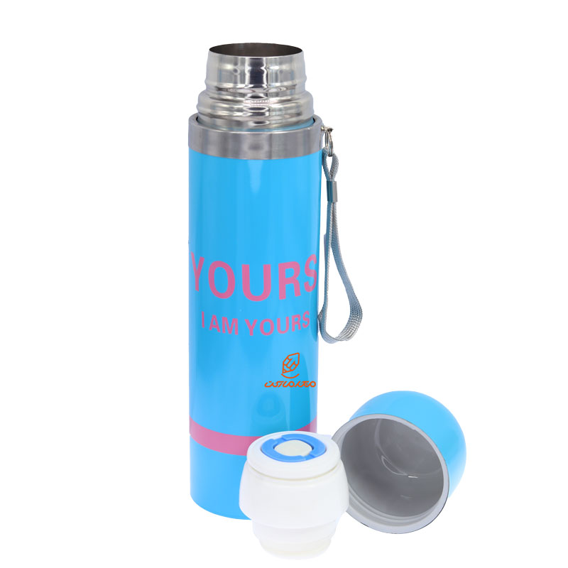 فلاسک 500 میل بند دار آبی طرح یورز STAINLESS (1)