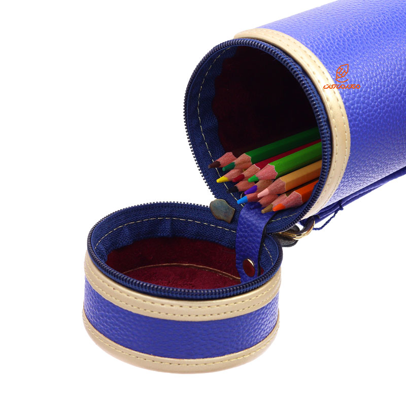 جامدادی استوانه ای 1527 طرح چرم سرمه ای کلیپس CLIPS (1)