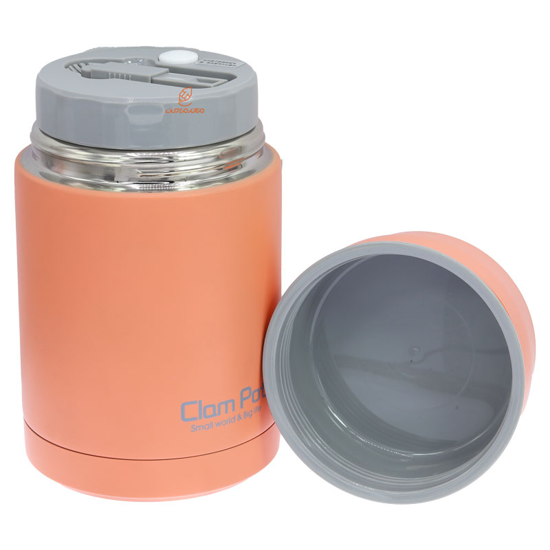 ظرف غذا 1000 میل فلاسکی استیل نارنجی SUS304 (5)