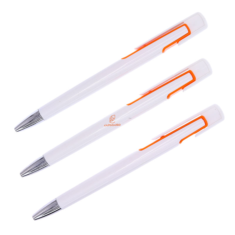 خودکار فشاری آبی تبلیغاتی 002 بدنه نارنجی بسته 50 عددی