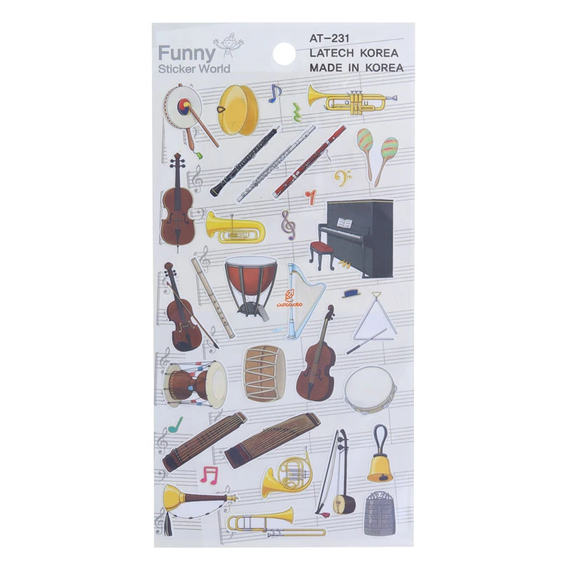 برچسب (استیکر) فانتزی کد AT-231 طرح آلات موسیقی FUNNY (1)