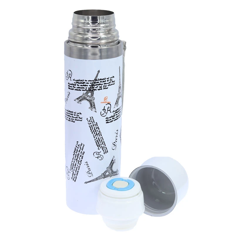 فلاسک 500 میل بند دار سفید طرح ایفل STAINLESS (1)