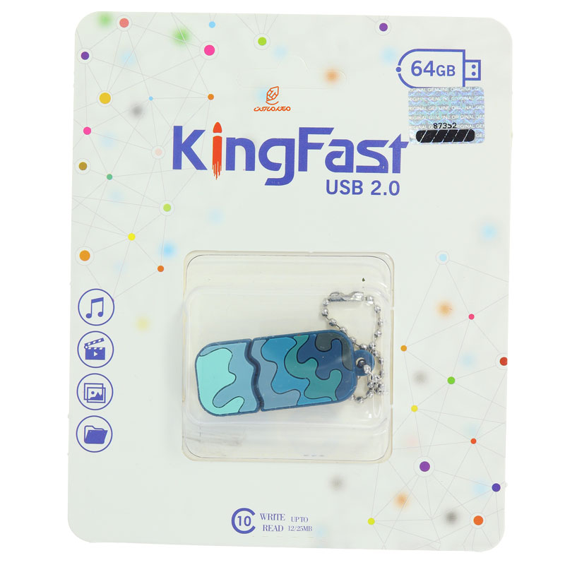فلش 64 گیگابایت فانتزی طرح موج آبی کینگ فست KING FAST