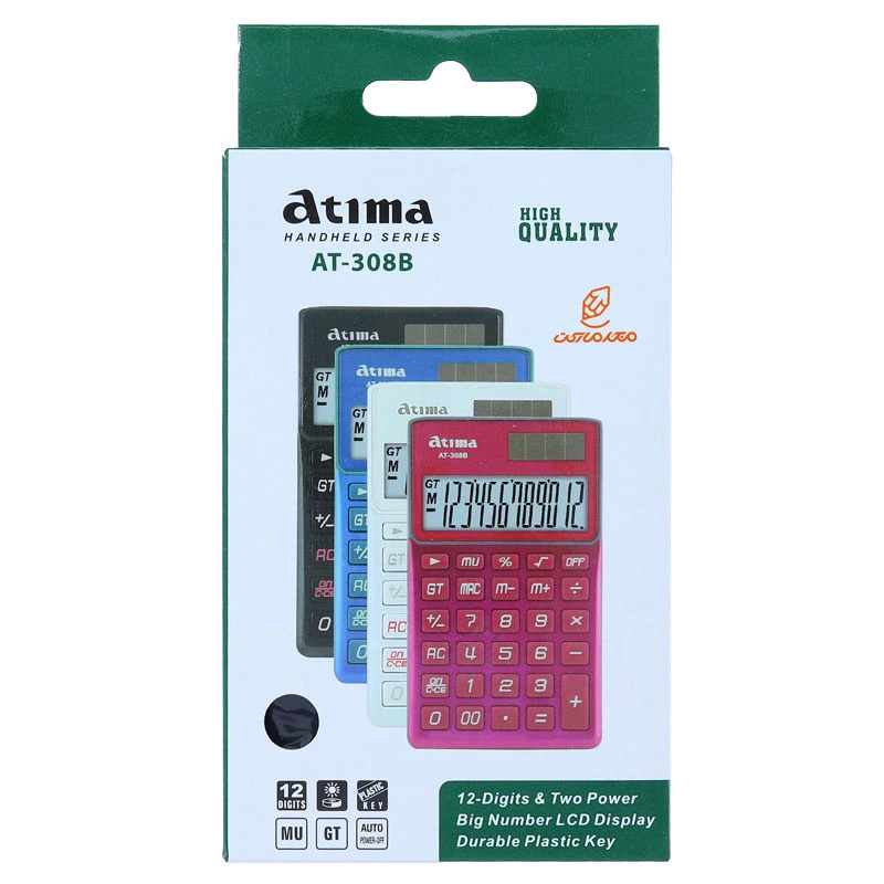 ماشین حساب جیبی مشکی 12 رقمی مدل AT-308B آتیما ATIMA (2)