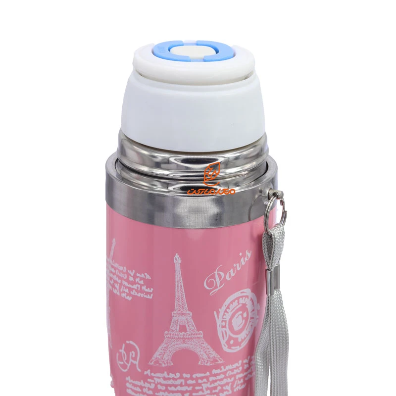 فلاسک 500 میل بند دار صورتی طرح ایفل STAINLESS (2)