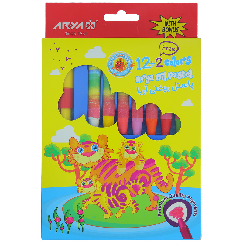 پاستل روغنی 2+12 رنگ 2027 مقوایی آریا ARYA (5)