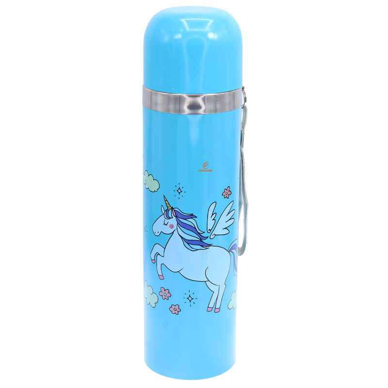 فلاسک 500 میل بند دار آبی طرح یونی کورن پرنده STAINLESS