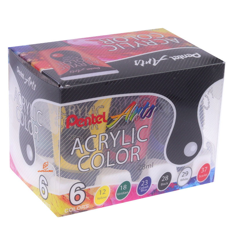 رنگ اکریلیک 6 رنگ 28 میل پنتل آرت PENTEL ART (2)