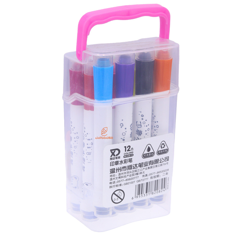 ماژیک استامپی 12 عددی جعبه صورتی 12-208 (3)