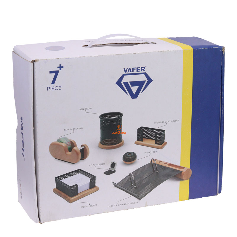 ست اداری چوب و فلز 7 تیکه قهوه ای تیره VZ-237 وافر (2)