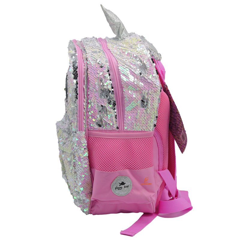 کوله پشتی سه تکه پولکی صورتی گلسی برد GLOSSY BIRD (6)