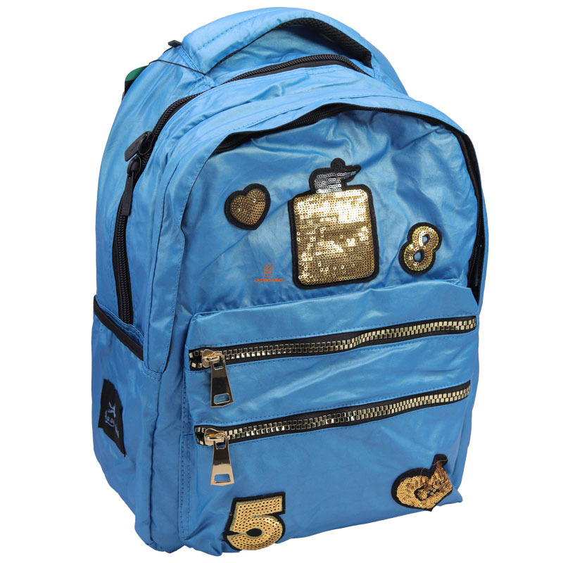 کوله پشتی دخترانه پولک دار آبی روشن 2666 گلسی برد GLOSSY BIRD