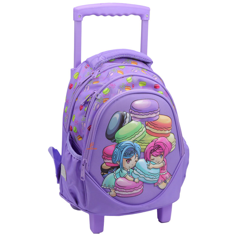 کوله پشتی چرخ دار طرح دختر و پسر 2648 گلسی برد GLOSSY BIRD (9)