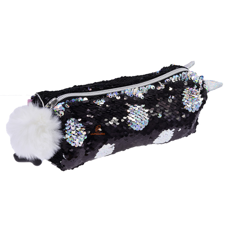 جامدادی تک زیپ پولکی مشکی K9081C-1 کینگ KING (4)